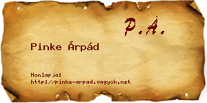 Pinke Árpád névjegykártya